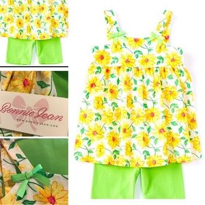 Bonnie Jean girls 2 piece sleeveless sunflower top and biker shorts set Size 6X